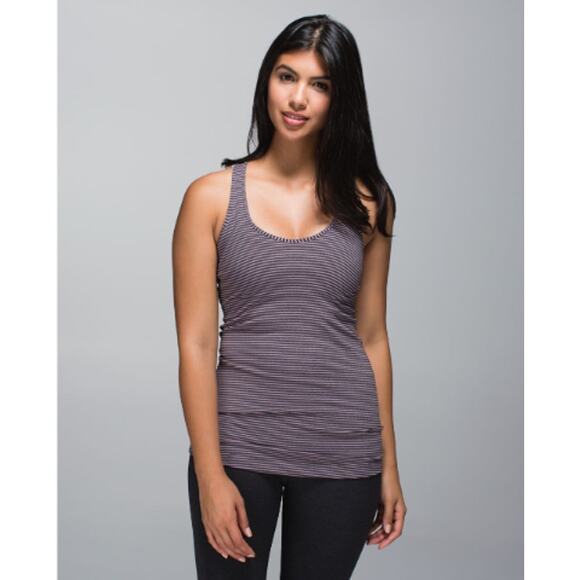 Lululemon Cool Racerback Tank Top Mauve Pink Gray Stripe 0 / XS - Picture 1 of 4